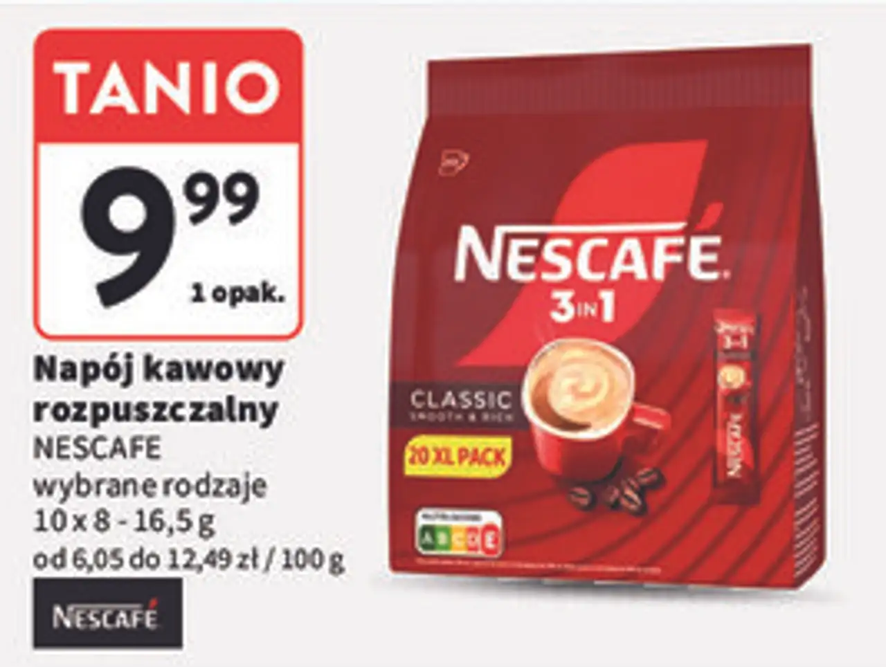 Napój kawowy rozpuszczalny NESCAFE wybrane rodzaje 10x8 - 16,5 g