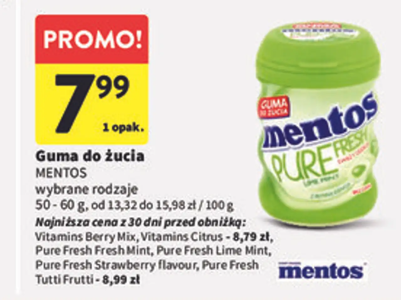 Guma do żucia MENTOS wybrane rodzaje 50 - 60 g