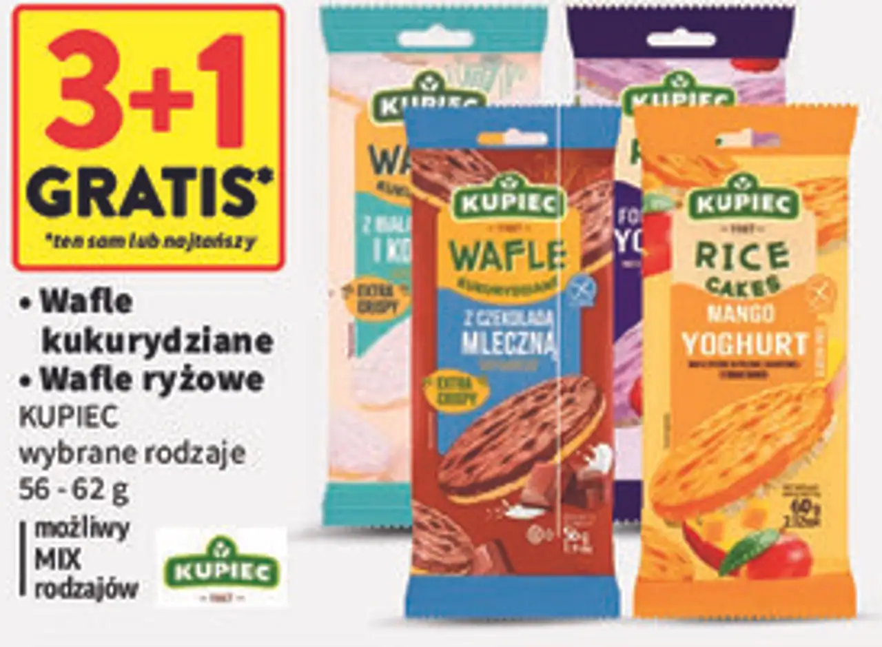 Wafle kukurydziane / Wafle ryżowe KUPIEC wybrane rodzaje 56 - 62 g