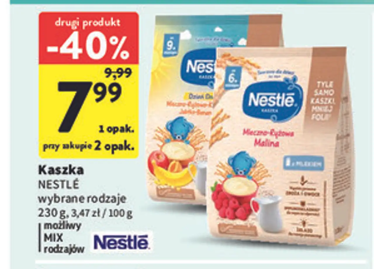 Kaszka NESTLÉ wybrane rodzaje