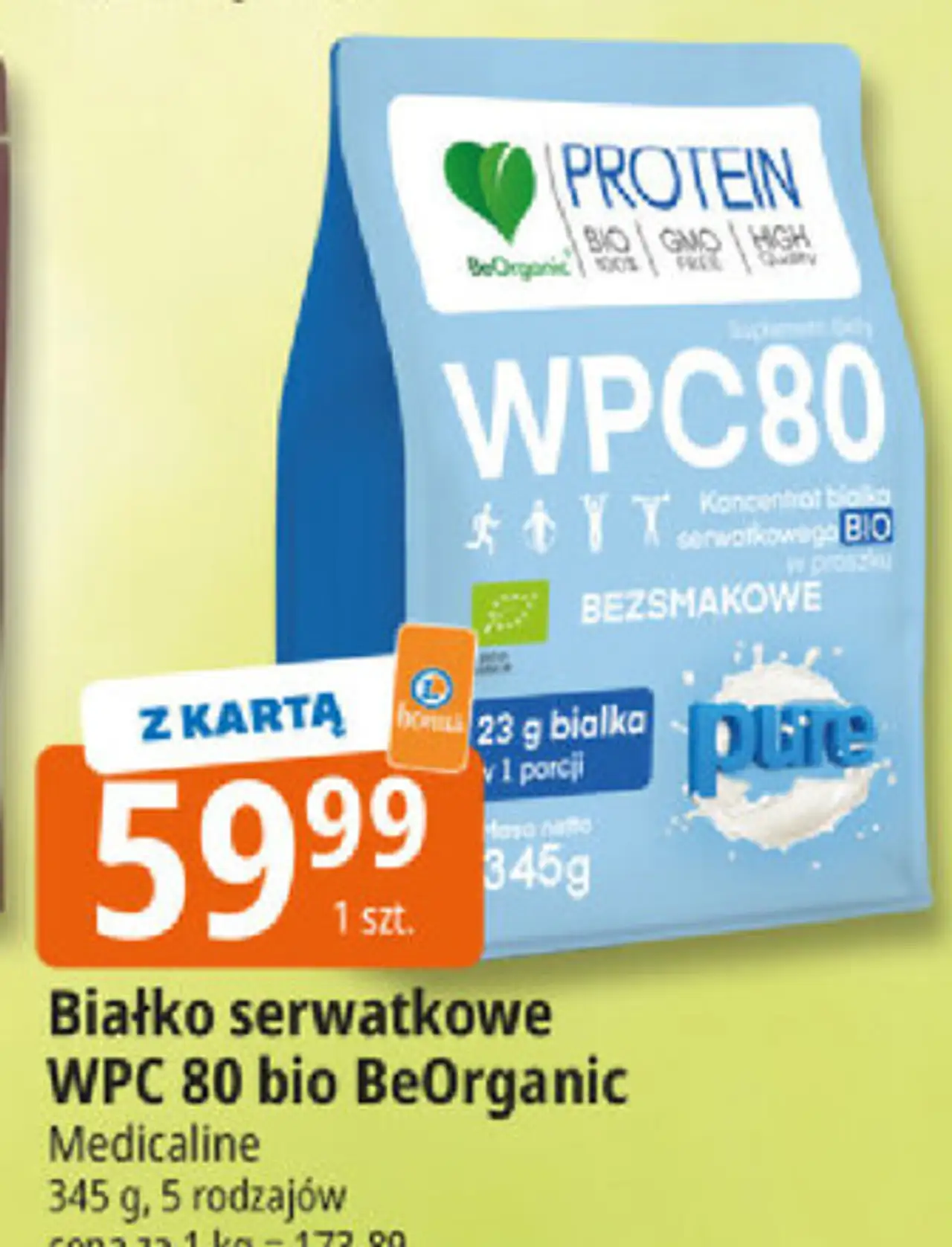 Białko serwatkowe WPC 80 bio BeOrganic Medicaline 345 g