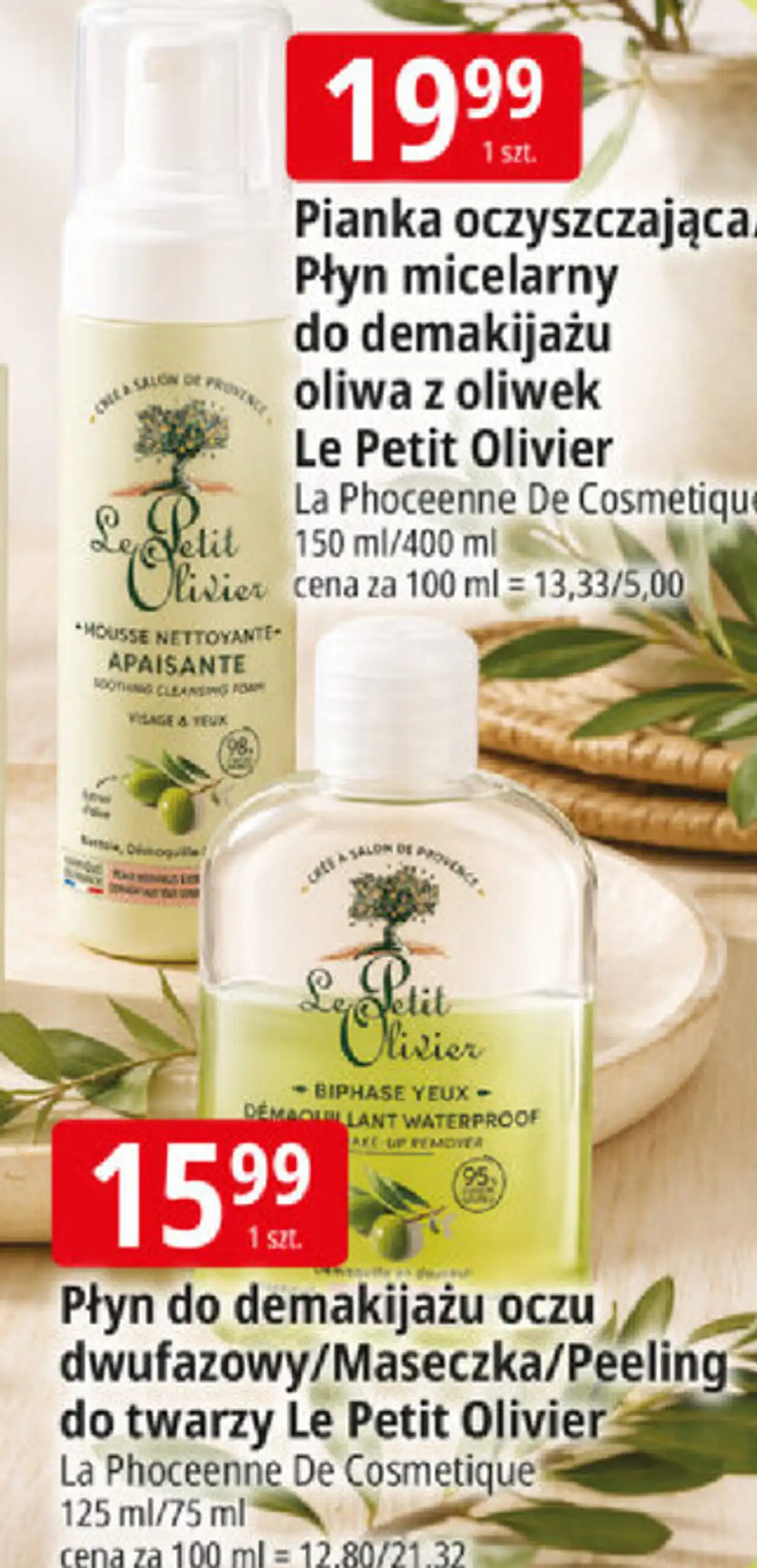 Płyn do demakijażu oczu dwufazowy/Maseczka/Peeling do twarzy Le Petit Olivier