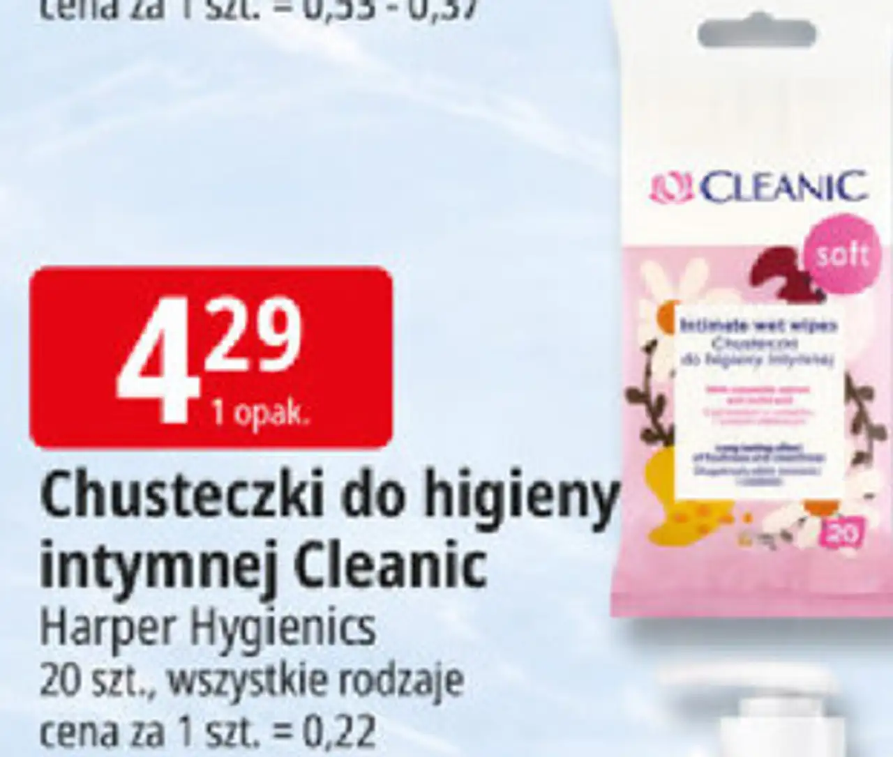 Chusteczki do higieny intymnej Cleanic Harper Hygienics 20 szt., wszystkie rodzaje