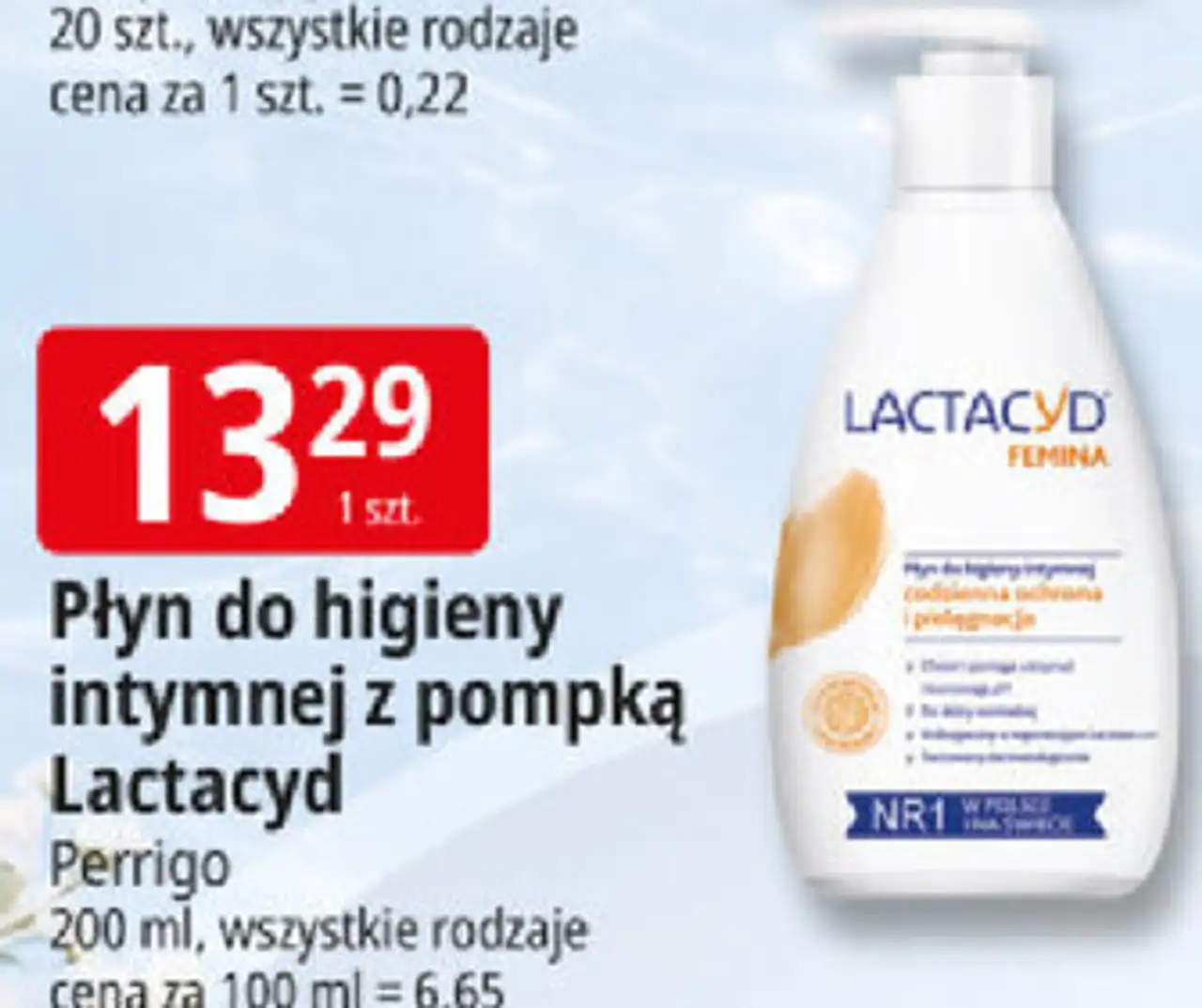 Płyn do higieny intymnej z pompką Lactacyd Perrigo 200 ml, wszystkie rodzaje