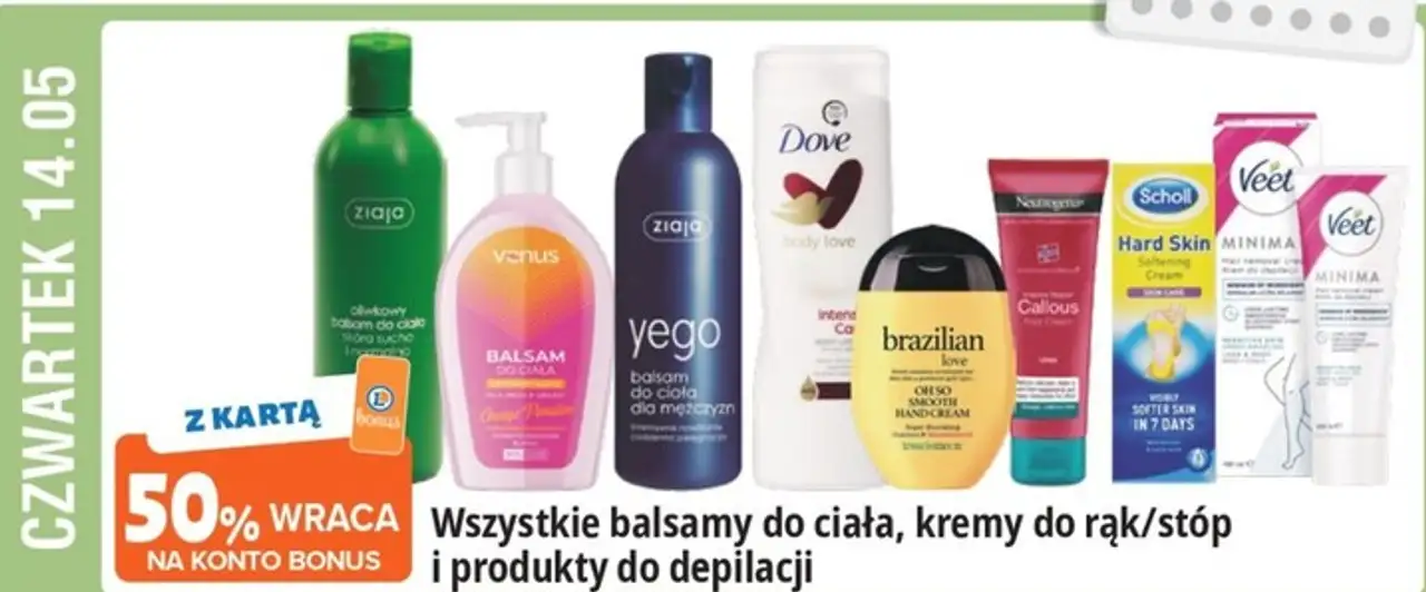 Wszystkie balsamy do ciała, kremy do rąk/stóp i produkty do depilacji