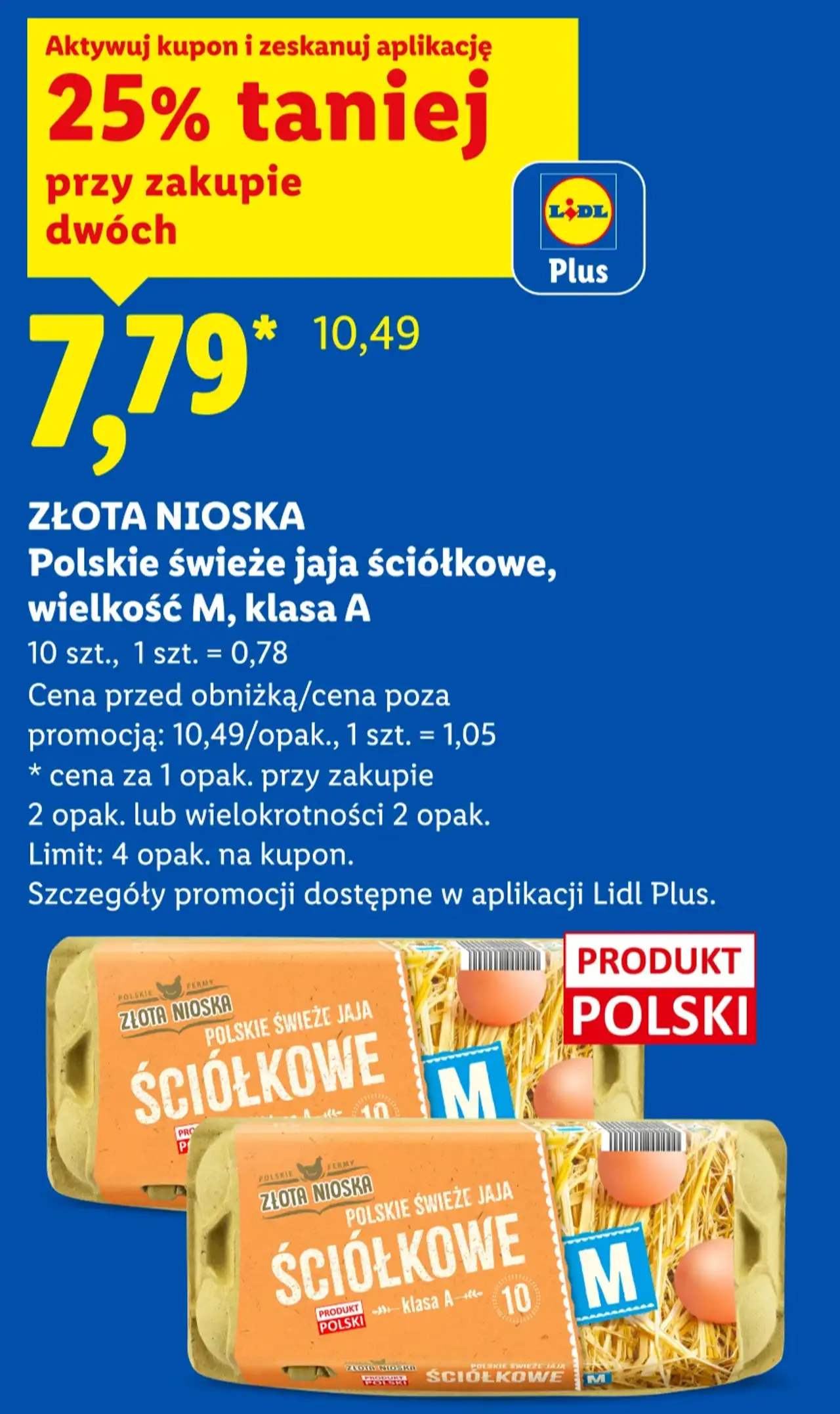 ZŁOTA NIOSKA Polskie świeże jaja ściółkowe, wielkość M, klasa A