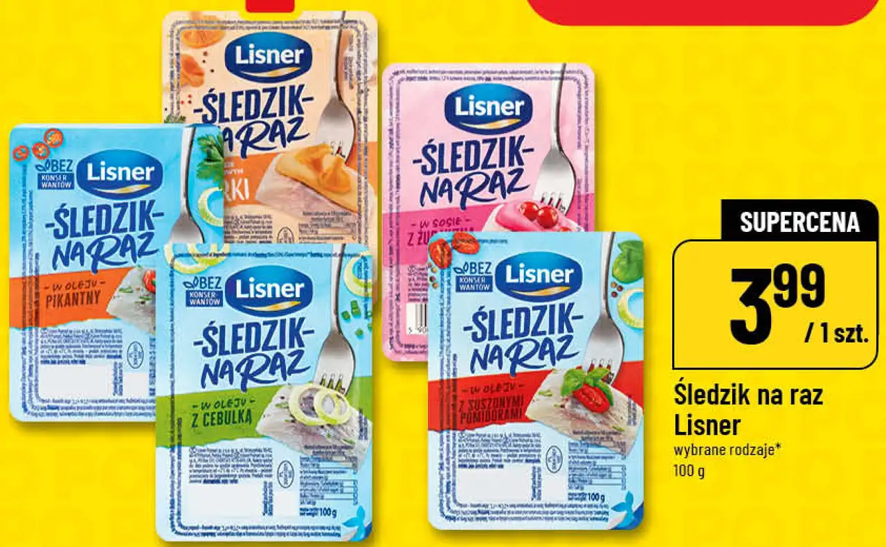 Kup bułkę fitness wypiekaną na kamieniu oraz Śledzika na raz Lisner 100g