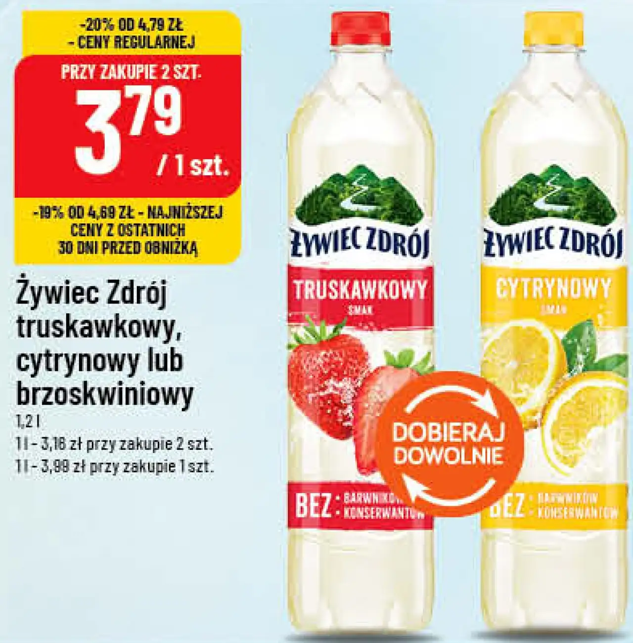 Żywiec Zdrój truskawkowy, cytrynowy lub brzoskwiniowy