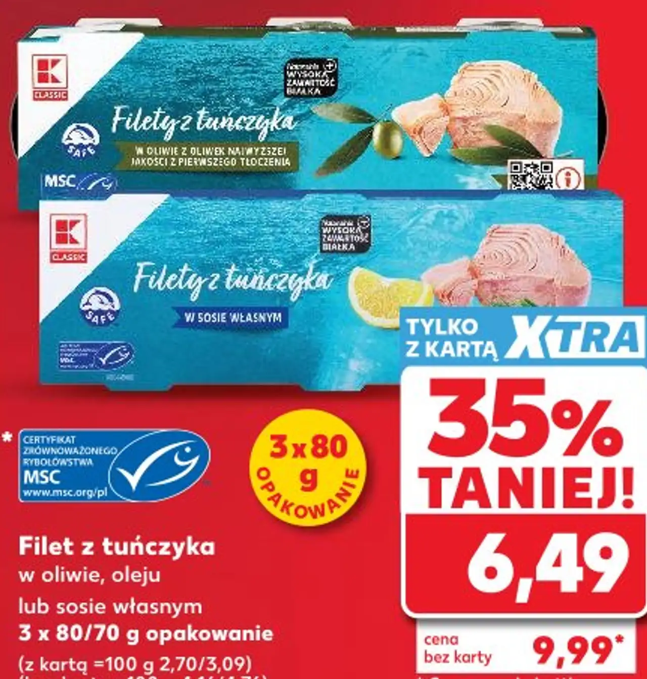 Filet z tuńczyka w oliwie, oleju lub sosie własnym
