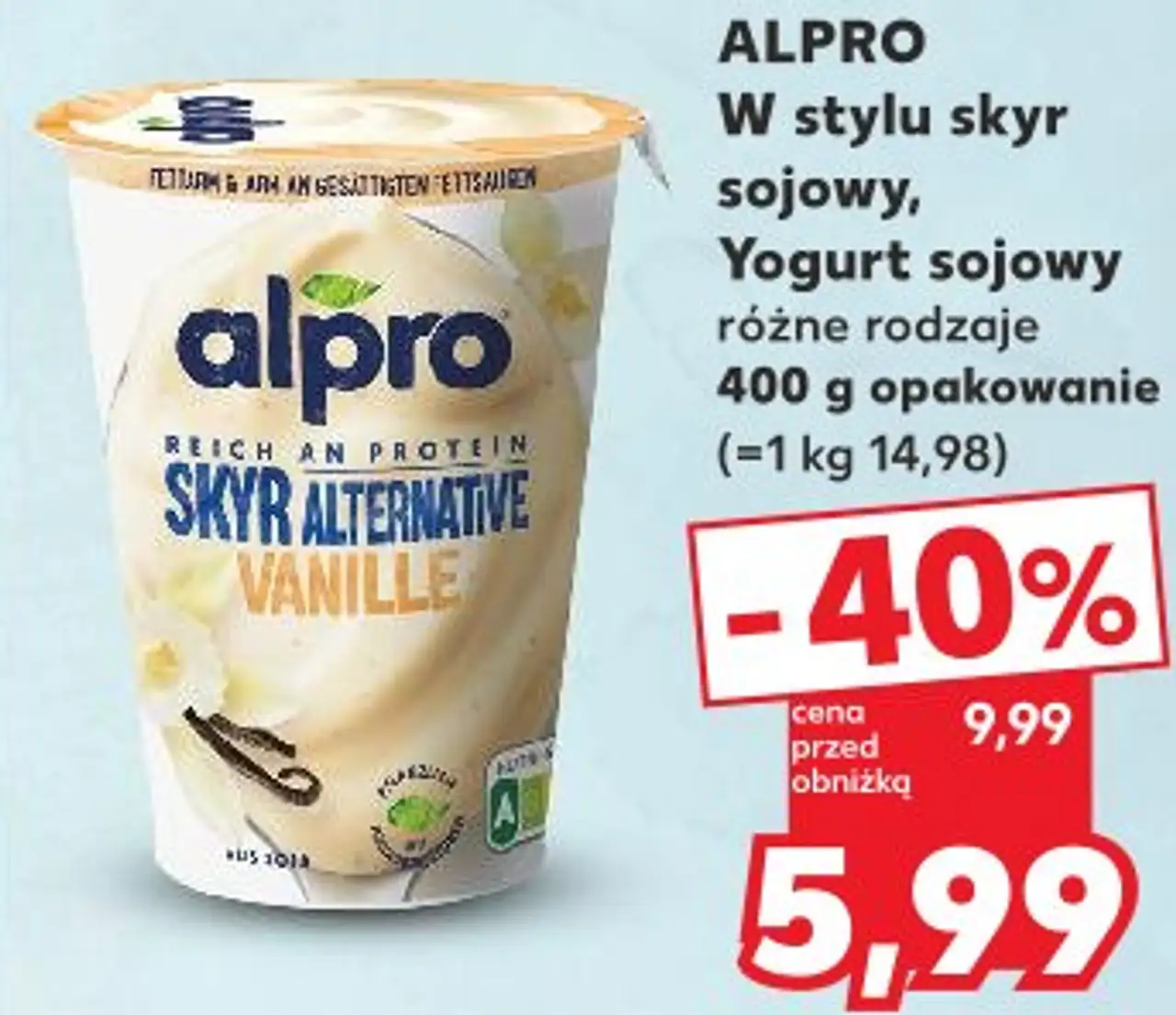 ALPRO W stylu skyr sojowy, Jogurt sojowy różne rodzaje 400 g opakowanie