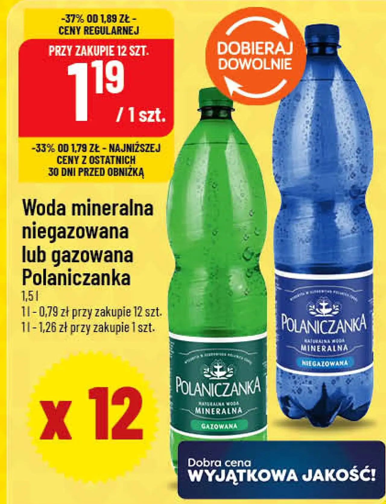 Woda mineralna niegazowana lub gazowana Polaniczanka