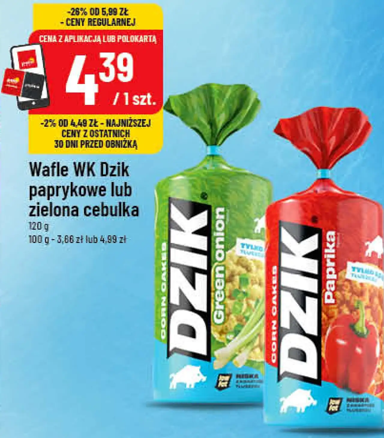 Wafle WK Dzik paprykowe lub zielona cebulka 120 g