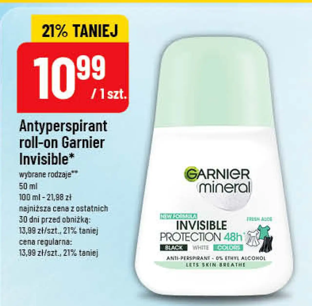 Antyperspirant roll-on Garnier Invisible*