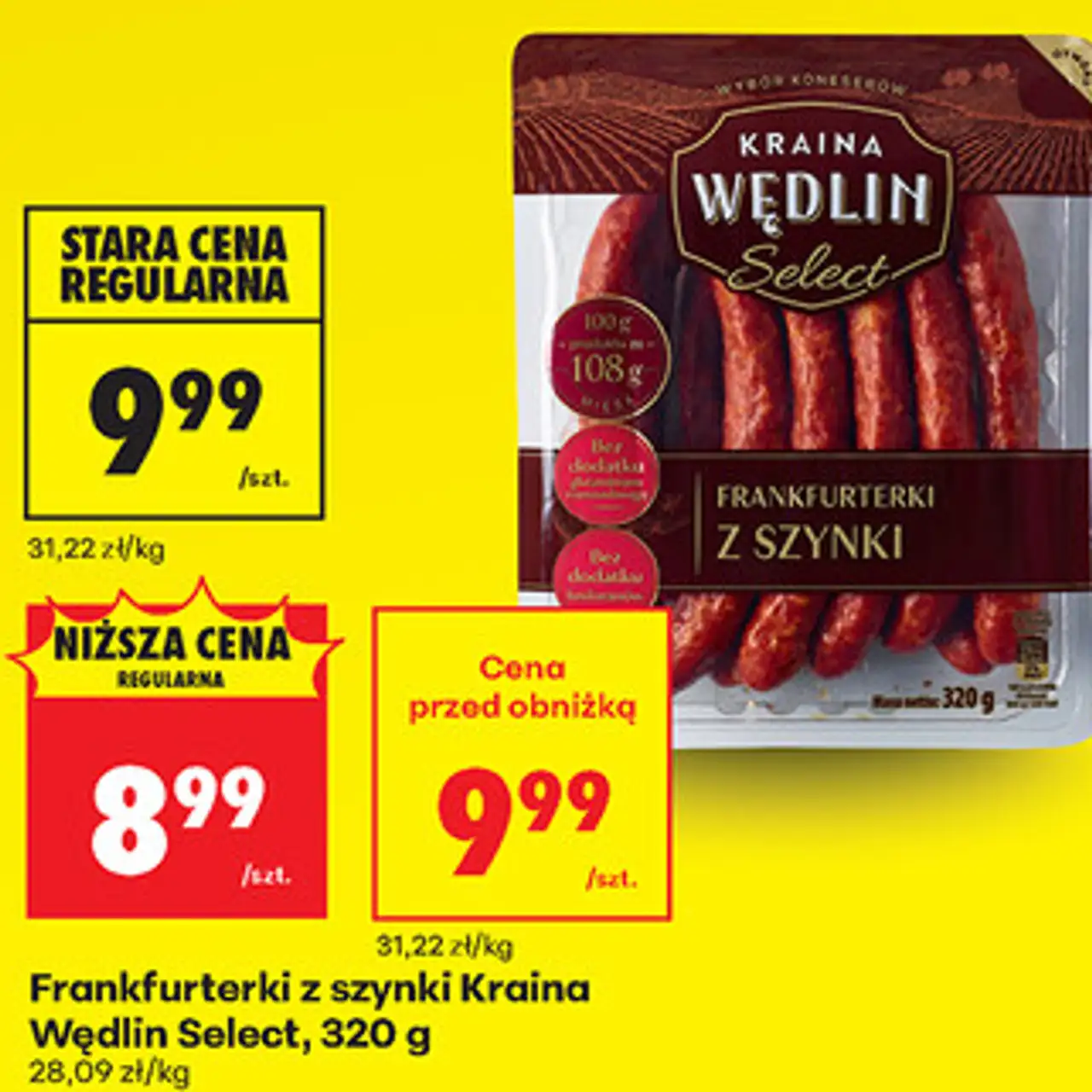 Frankfurterki z szynki Kraina Wędlin Select, 320 g