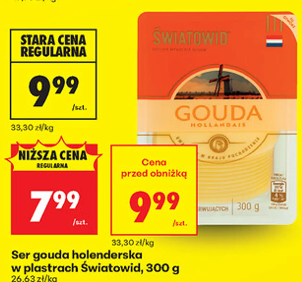 Ser gouda holenderska w plastrach Światowid, 300 g
