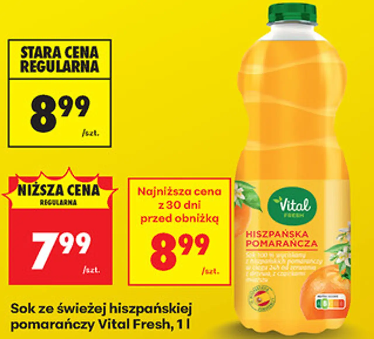Sok ze świeżej hiszpańskiej pomarańczy Vital Fresh, 1 l