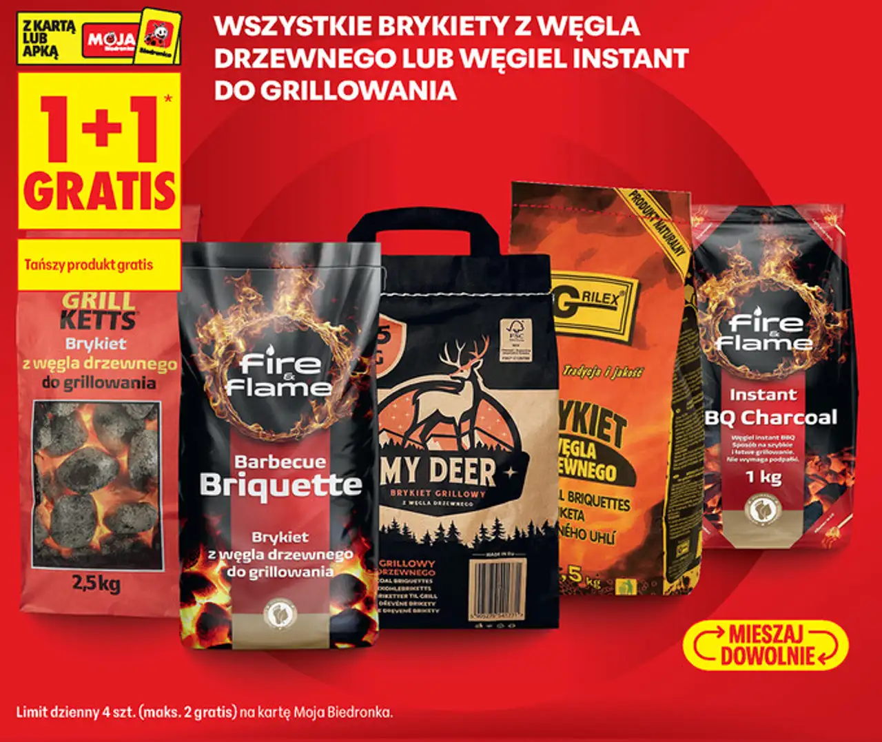 Wszystkie brykiety z węgla drzewnego lub węgiel instant do grillowania