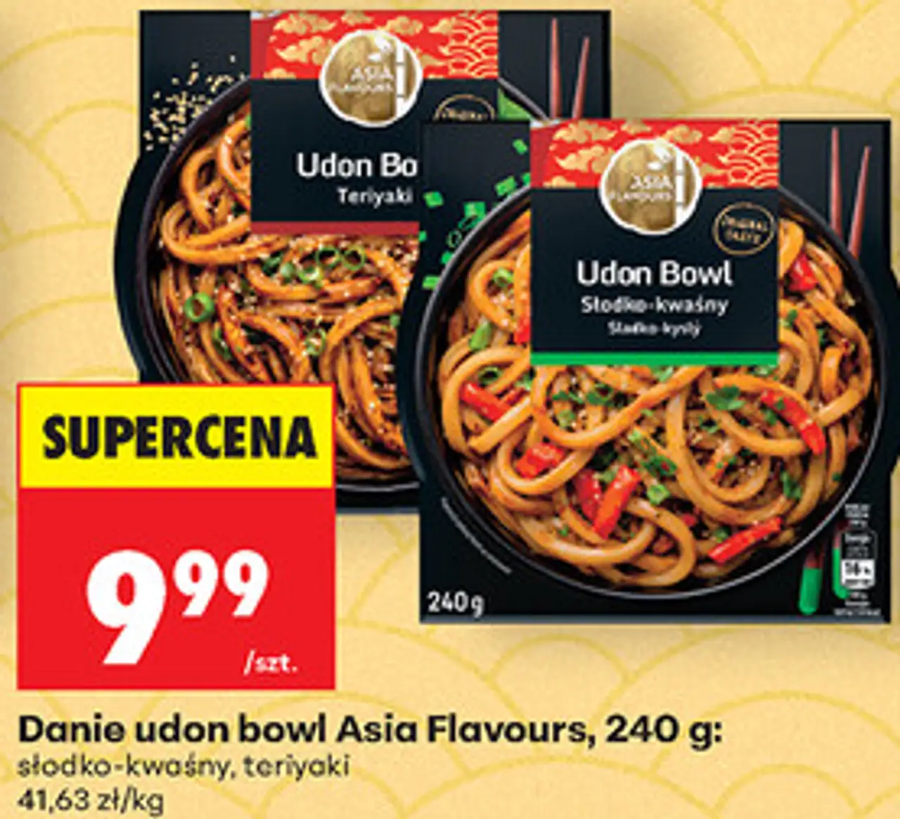 Danie udon bowl Asia Flavours, 240 g: słodko-kwaśny, teriyaki