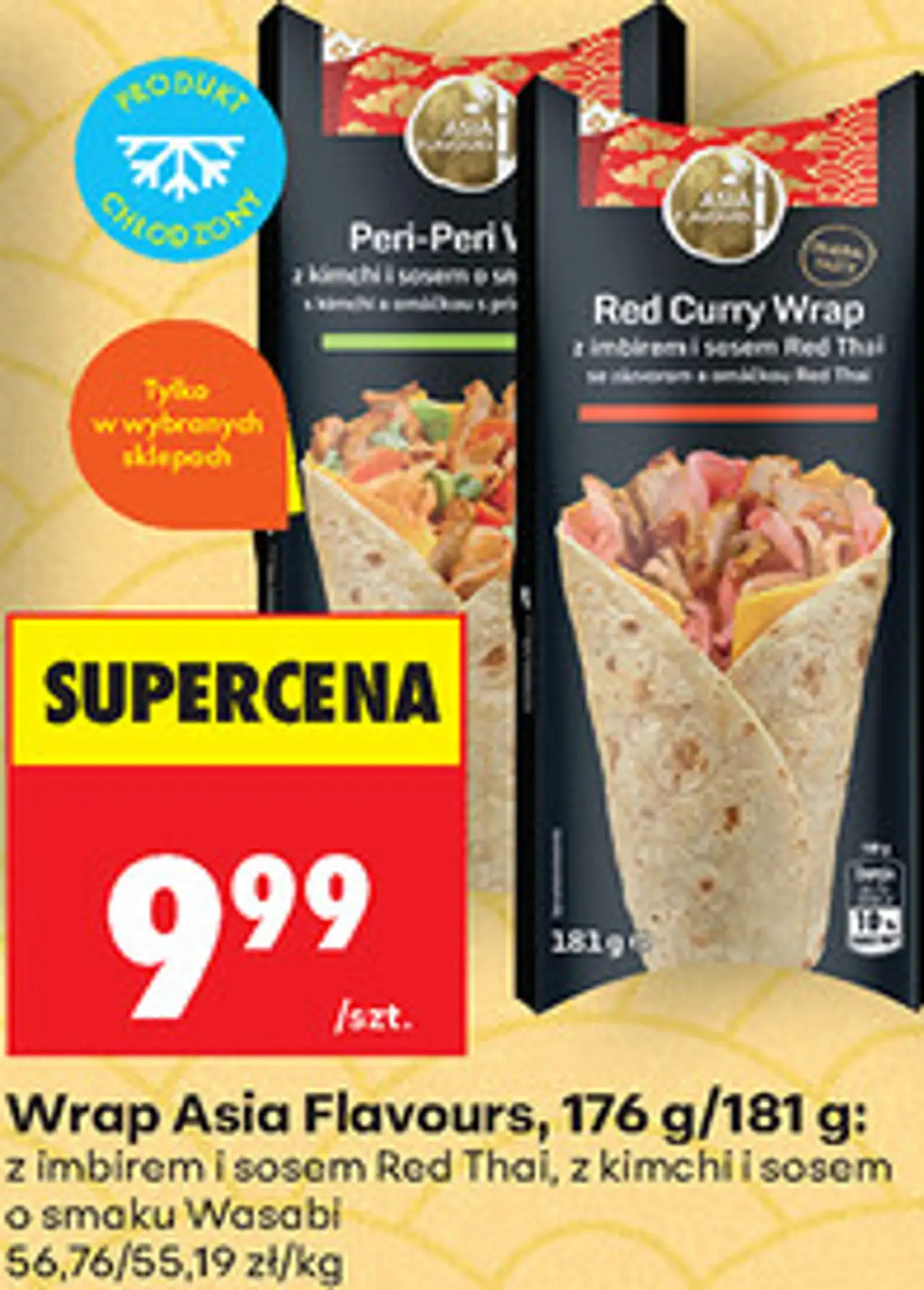 Wrap Asia Flavours, 176 g/181 g: z imbirem i sosem Red Thai, z kimchi i sosem o smaku Wasabi
