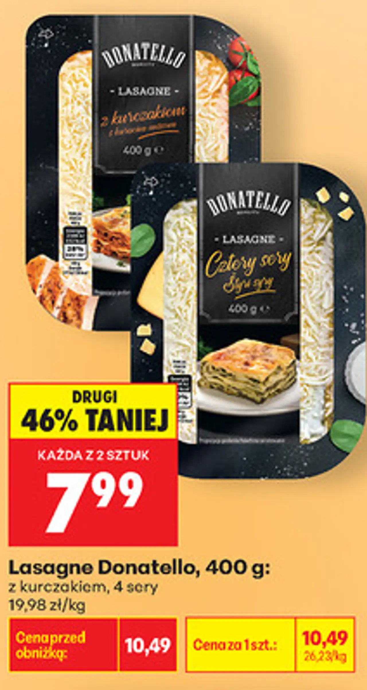 Lasagne Donatello, 400 g: z kurczakiem, 4 sery
