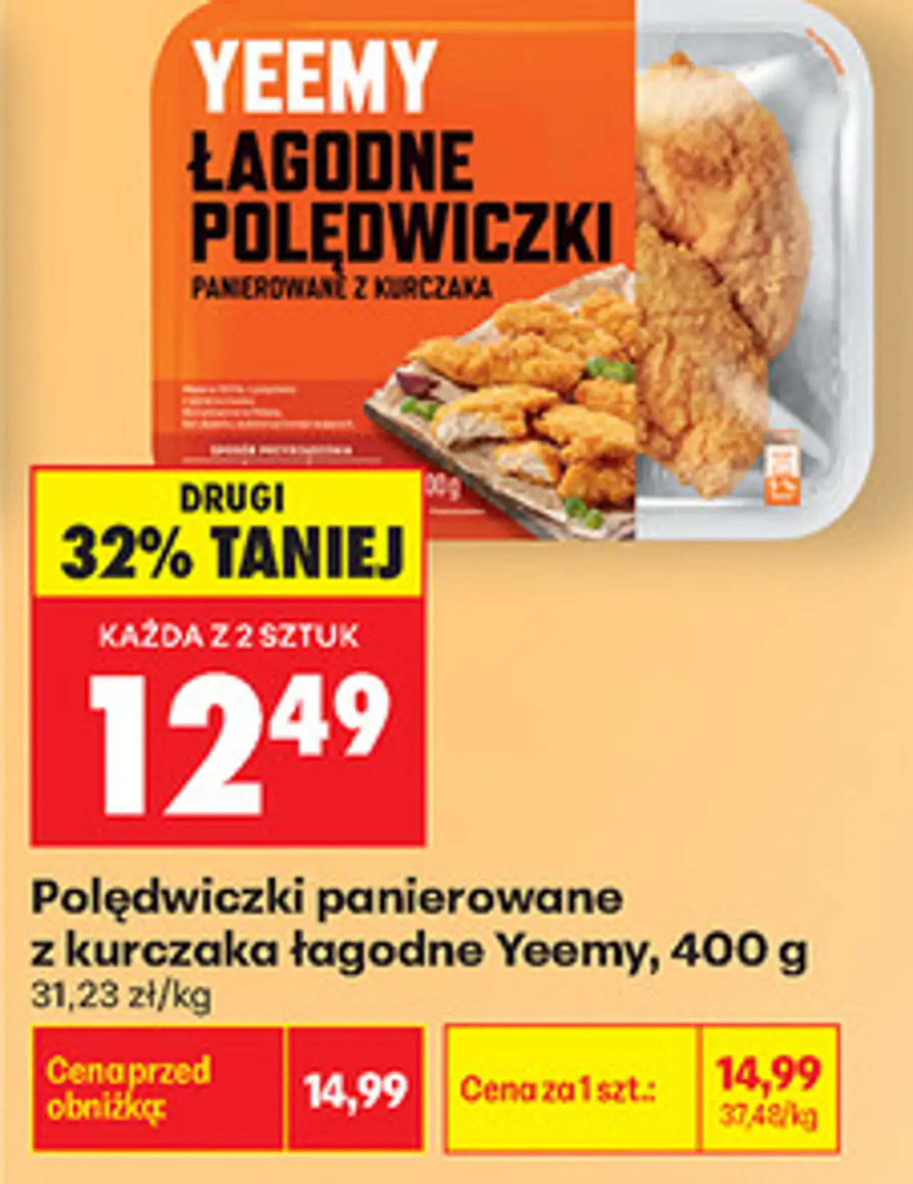 Polędwiczki panierowane z kurczaka łagodne Yeemy, 400 g