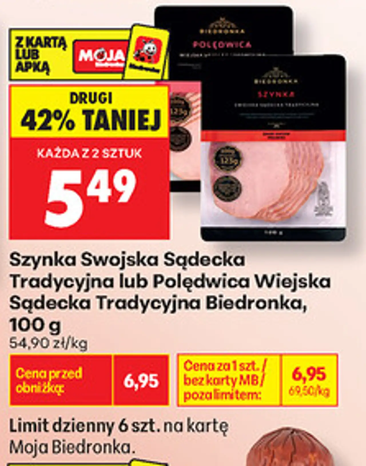 Szynka Swojska Sądecka Tradycyjna lub Polędwica Wiejska Sądecka Tradycyjna Biedronka, 100 g