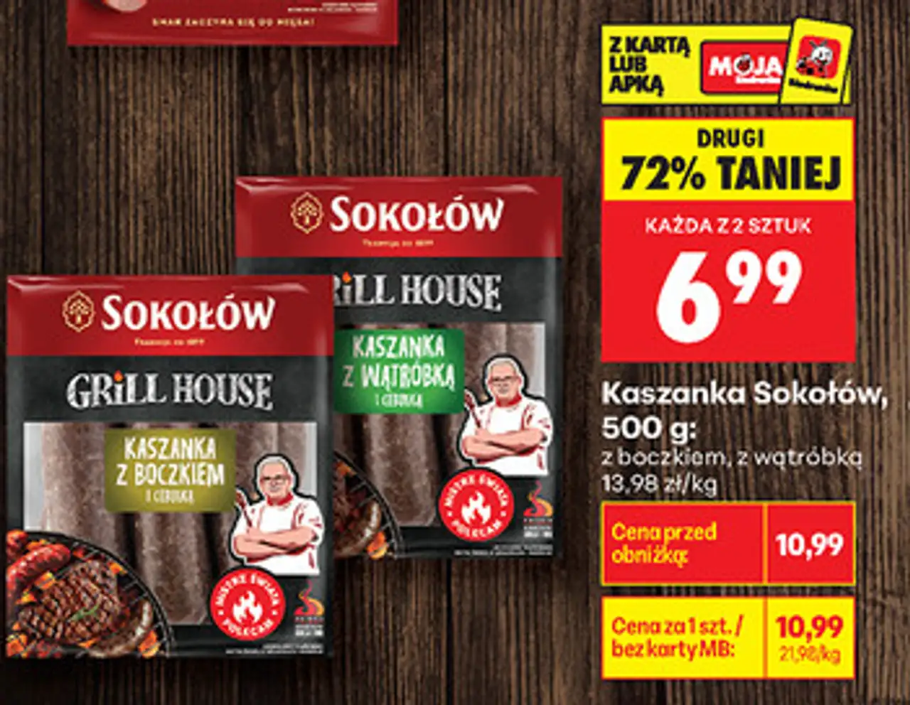 Kaszanka Sokołów, 500 g: z boczkiem, z wątróbką