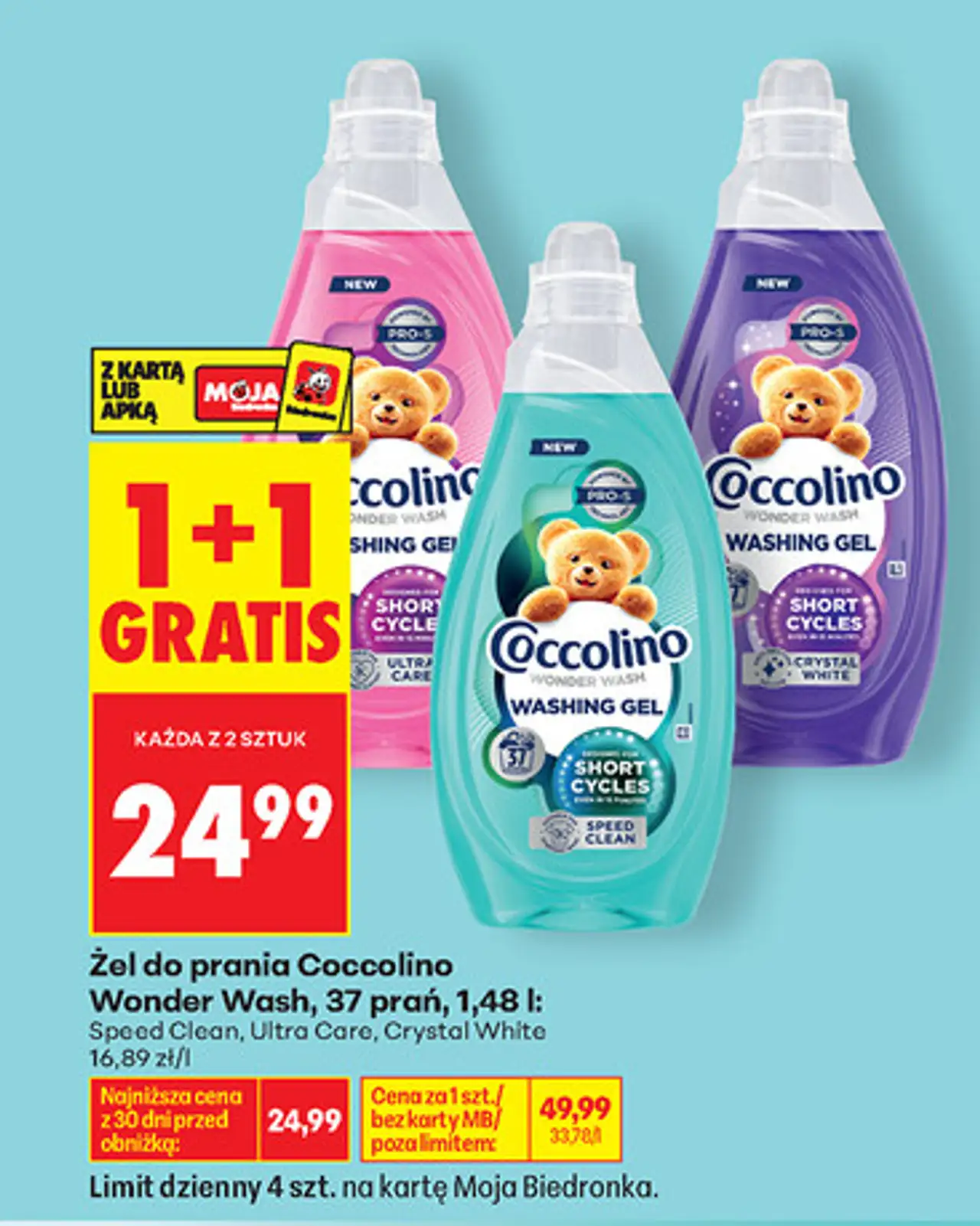 Żel do prania Coccolino Wonder Wash, 37 prań, 1,48 l