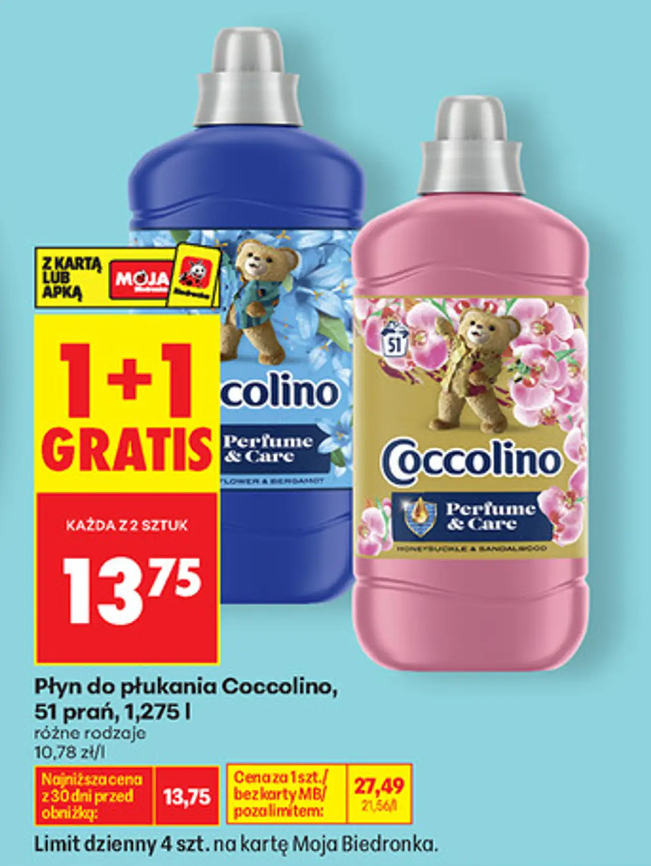 Płyn do płukania Coccolino, 51 prań, 1,275 l