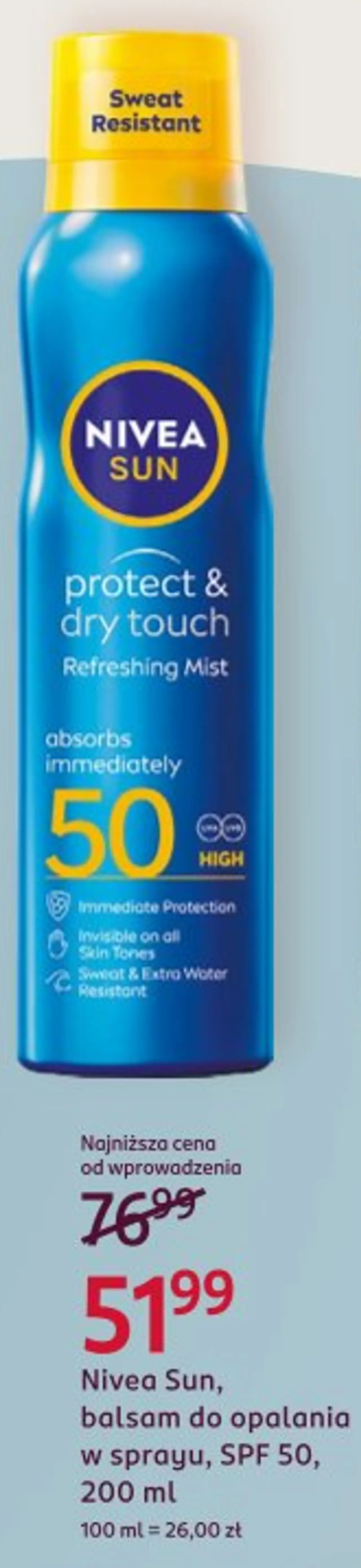 Nivea Sun, balsam do opalania w sprayu, SPF 50, 200 ml