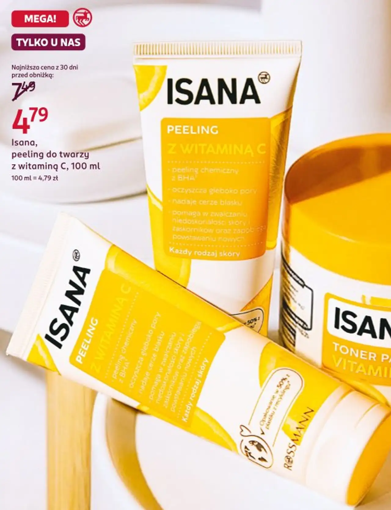 Isana, peeling do twarzy z witaminą C, 100 ml