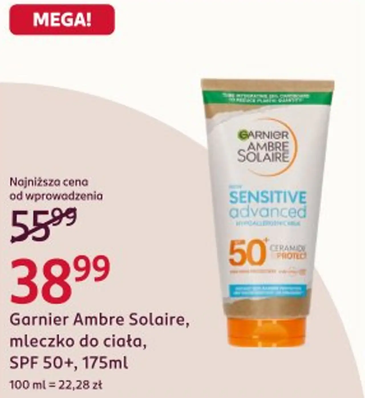 Garnier Ambre Solaire, mleczko do ciała, SPF 50+, 175ml