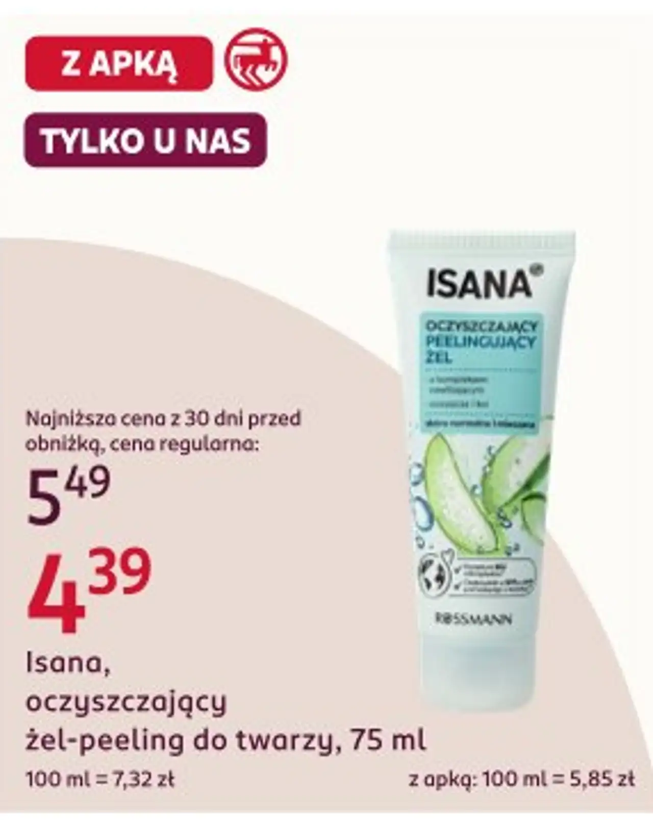 Isana, oczyszczający żel-peeling do twarzy, 75 ml