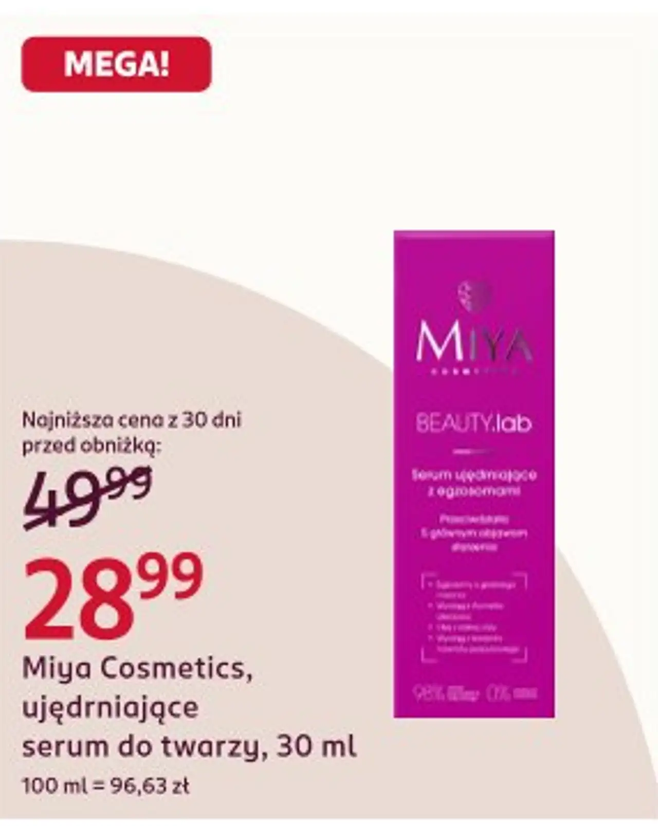 Miya Cosmetics, ujędrniające serum do twarzy, 30 ml