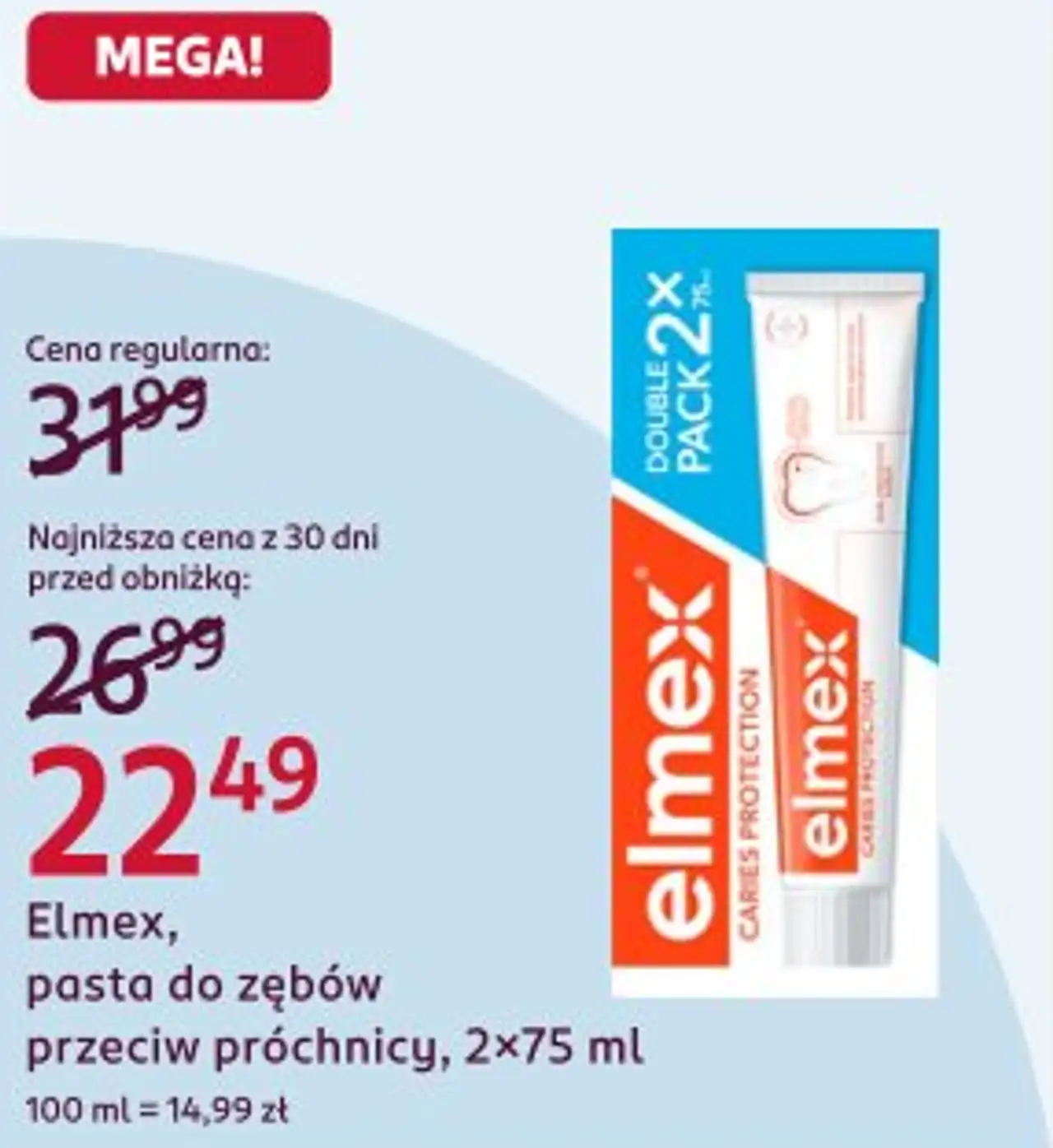 Elmex, pasta do zębów przeciw próchnicy, 2x75 ml