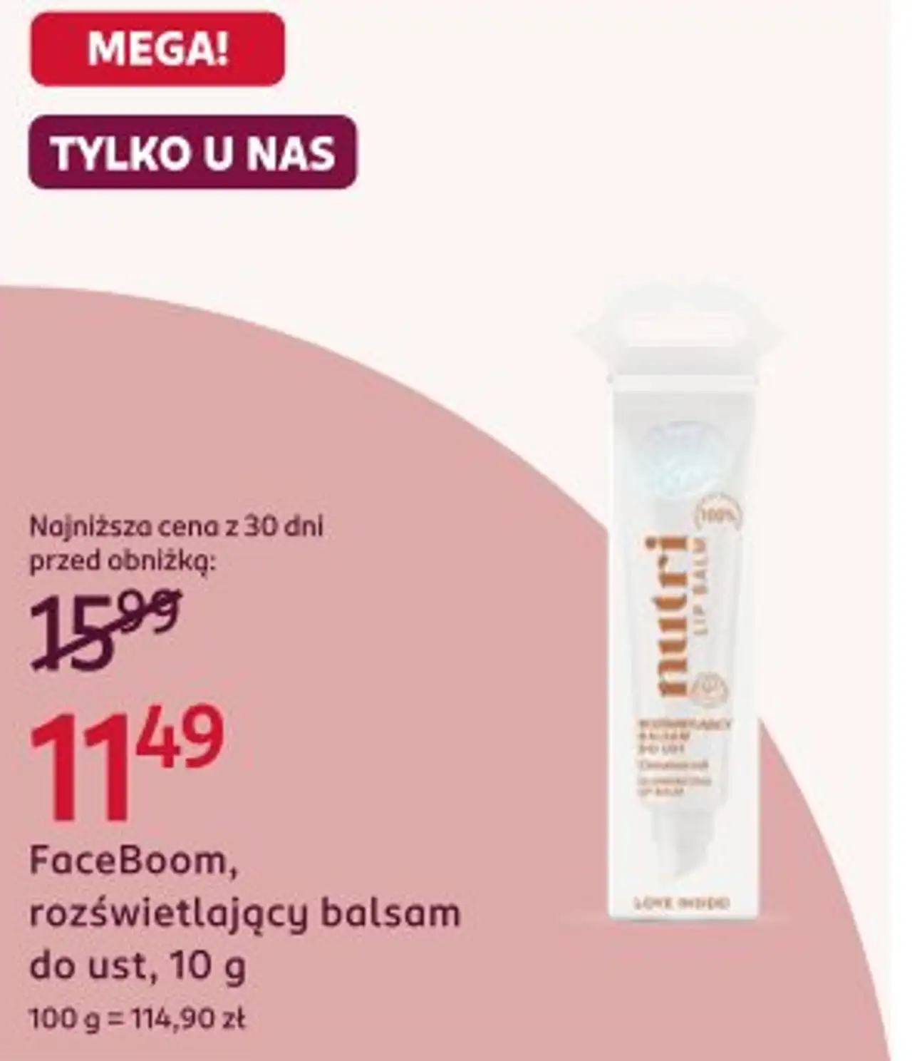 FaceBoom, rozświetlający balsam do ust, 10 g