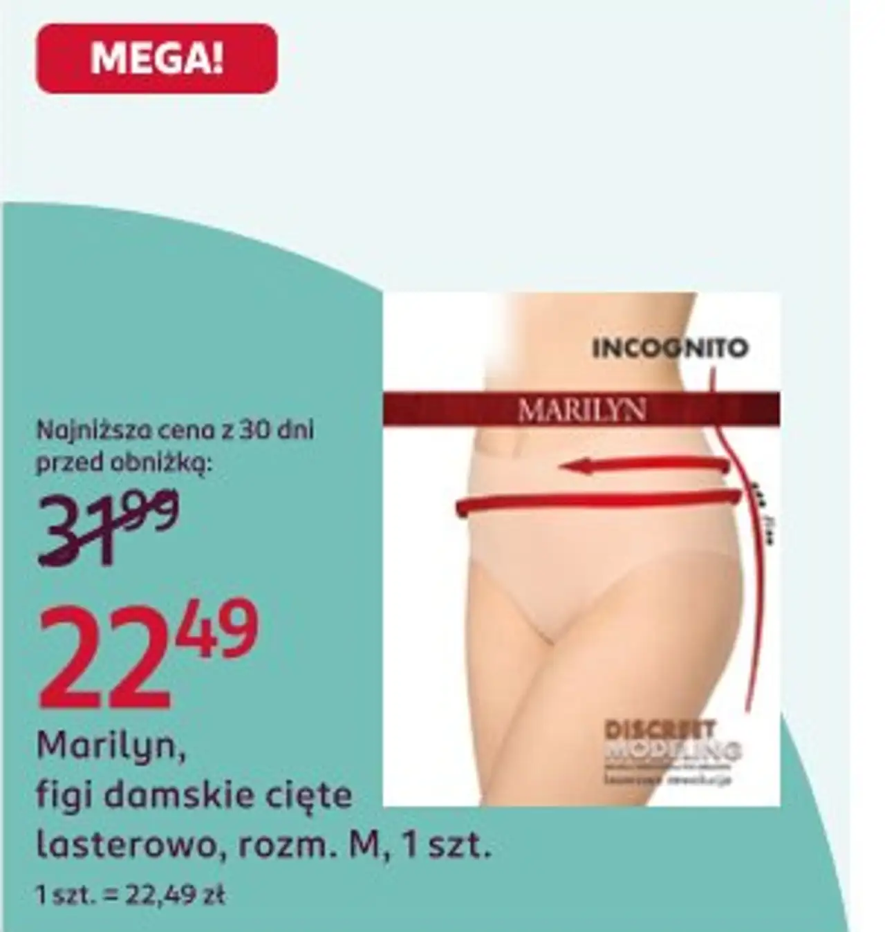 Marilyn, figi damskie cięte lasterowo, rozm. M, 1 szt.