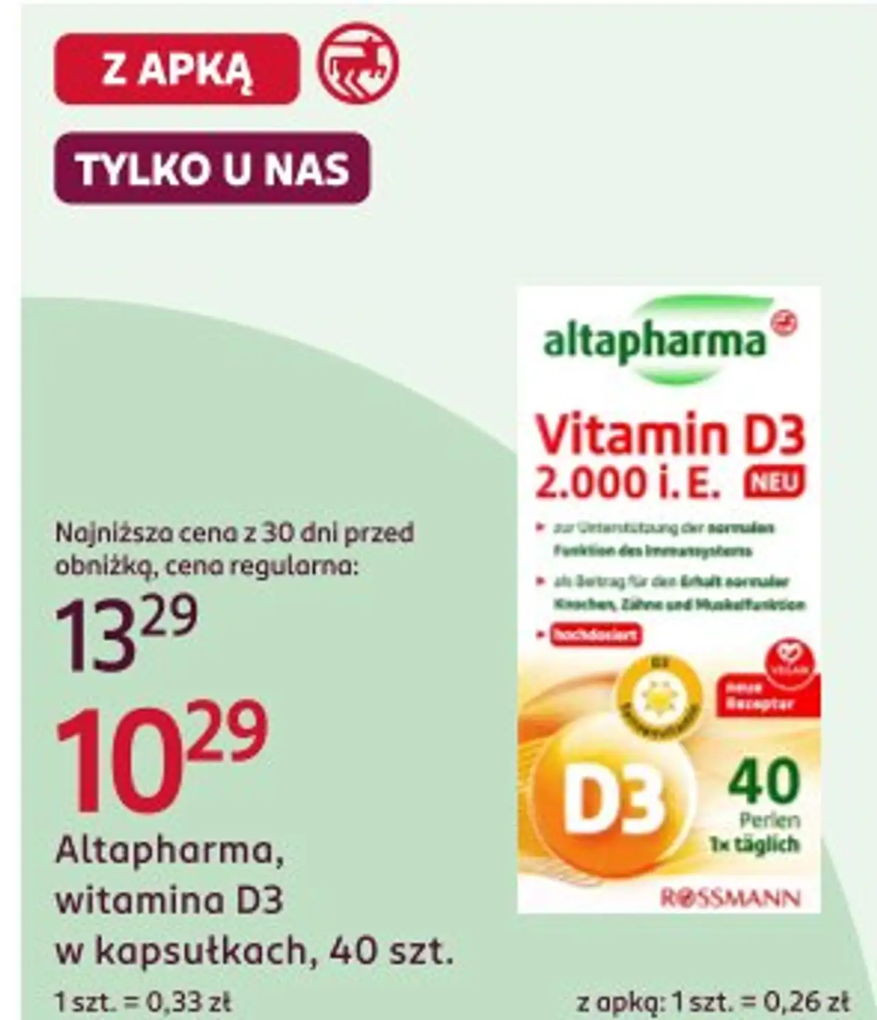 Altapharma, witamina D3 w kapsułkach, 40 szt.