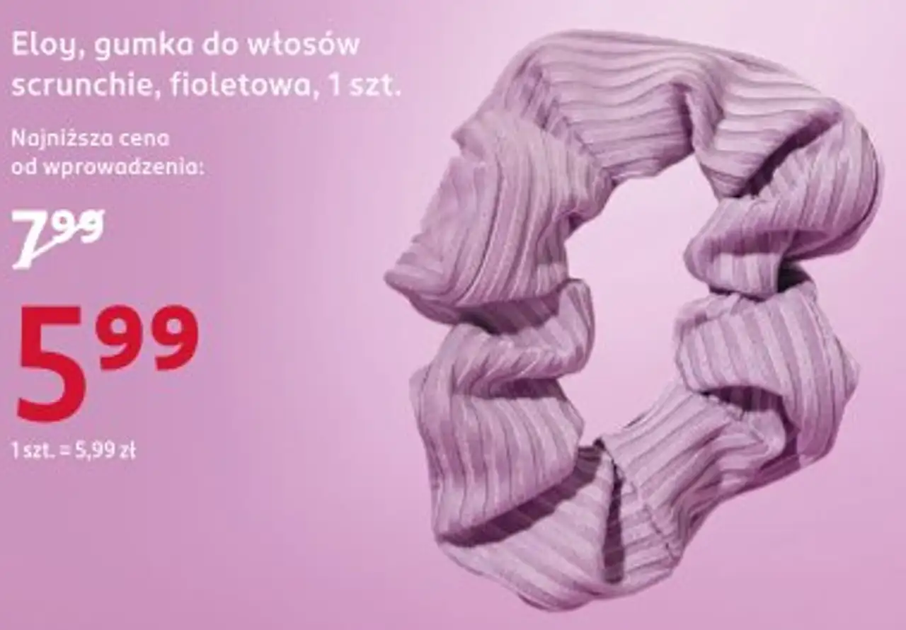 Eloy, gumka do włosów scrunchie, fioletowa, 1 szt.