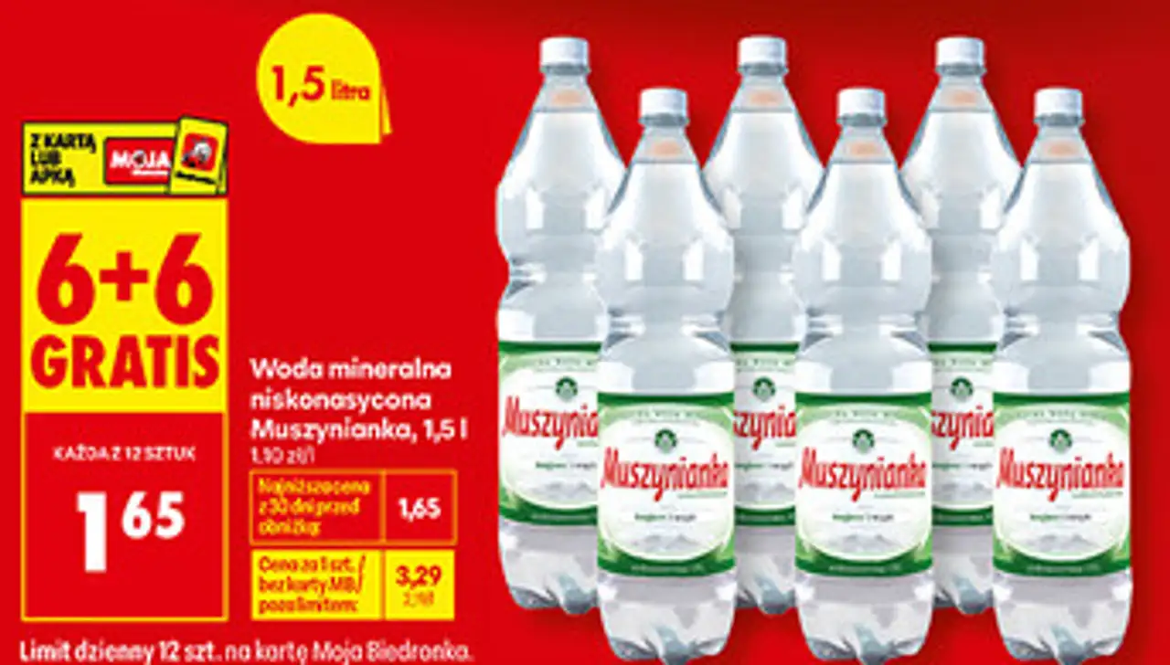 Woda mineralna niskonasycona Muszynianka, 1,5 l