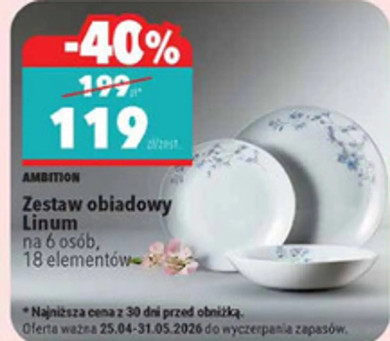 AMBITION Zestaw obiadowy Linum na 6 osób, 18 elementów