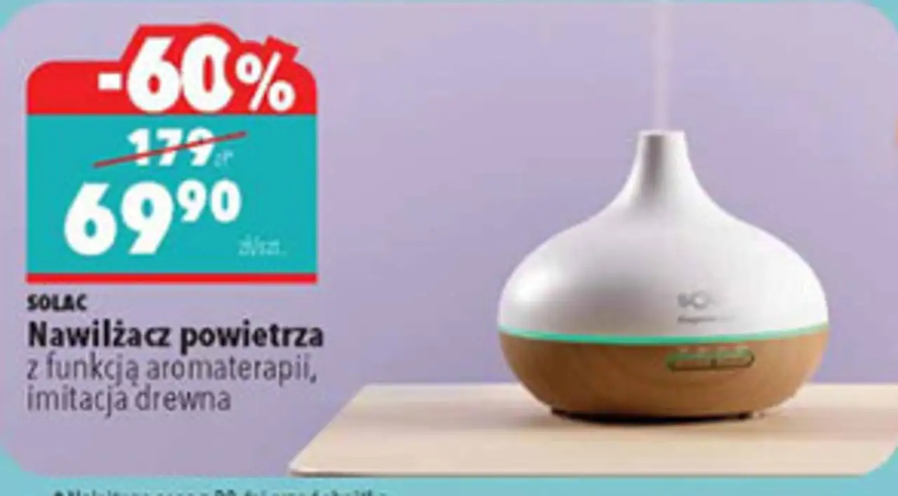 SOLAC Nawilżacz powietrza z funkcją aromaterapii, imitacja drewna