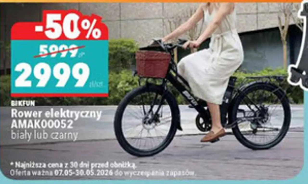 BIKFUN Rower elektryczny AMAK00052 biały lub czarny