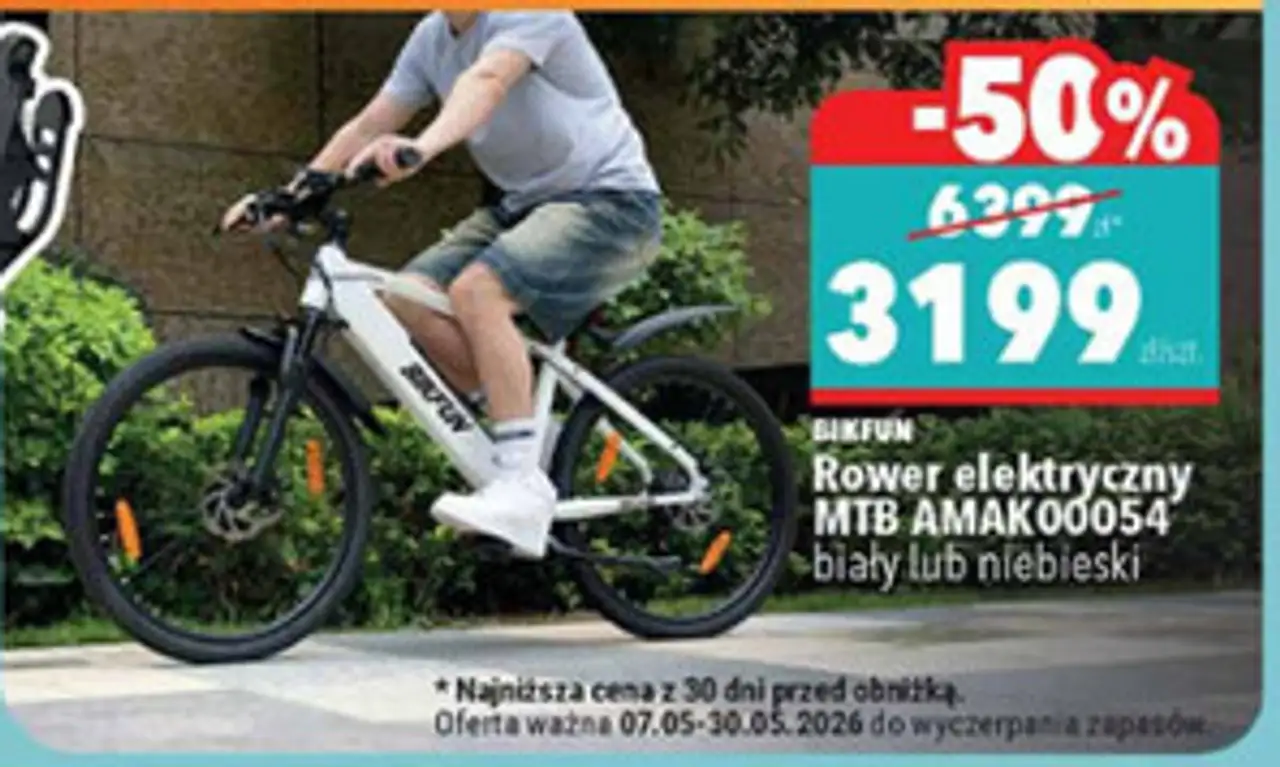 BIKFUN Rower elektryczny MTB AMAK00054 biały lub niebieski