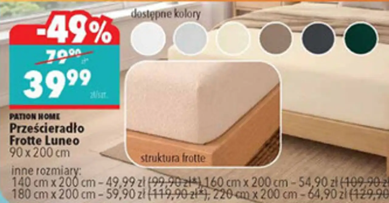 PATION HOME Prześcieradło Frotte Luneo 90 x 200 cm