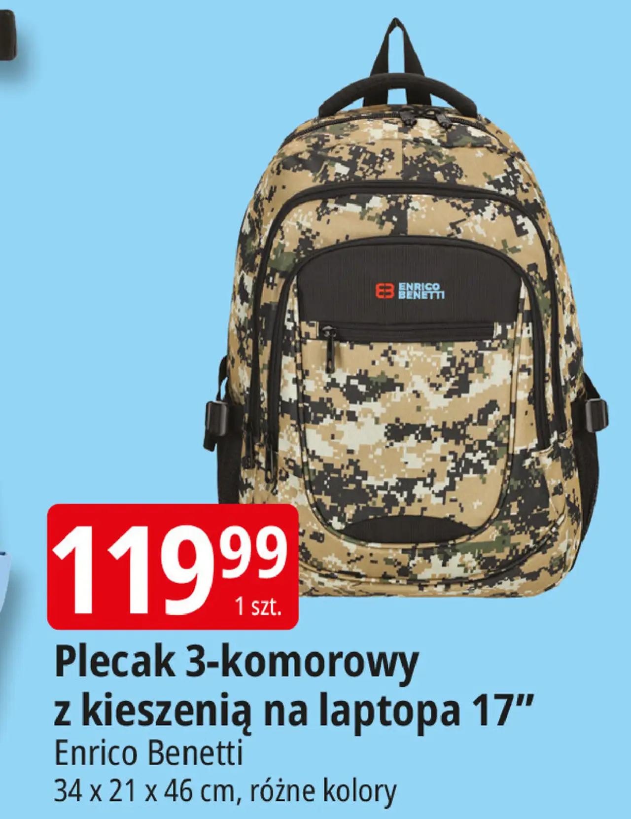 Plecak 3-komorowy na laptopa 15"/17" Enrico Benetti