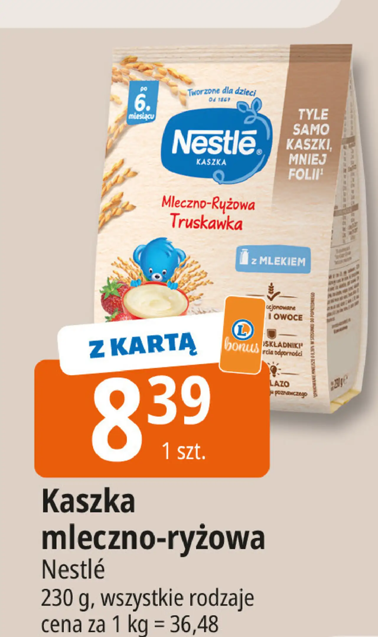 Kaszka mleczno-ryżowa truskawka Nestle