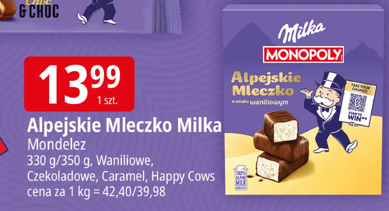 Czekoladki śmietankowe happy cows Milka Alpejskie Mleczko