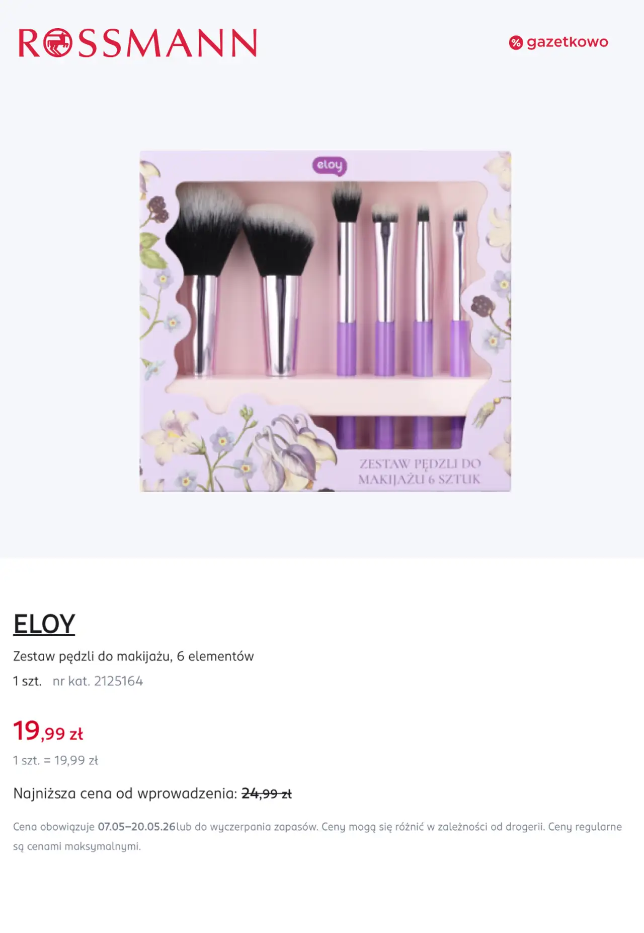 Eloy, Zestaw pędzli do makijażu, 6 elementów