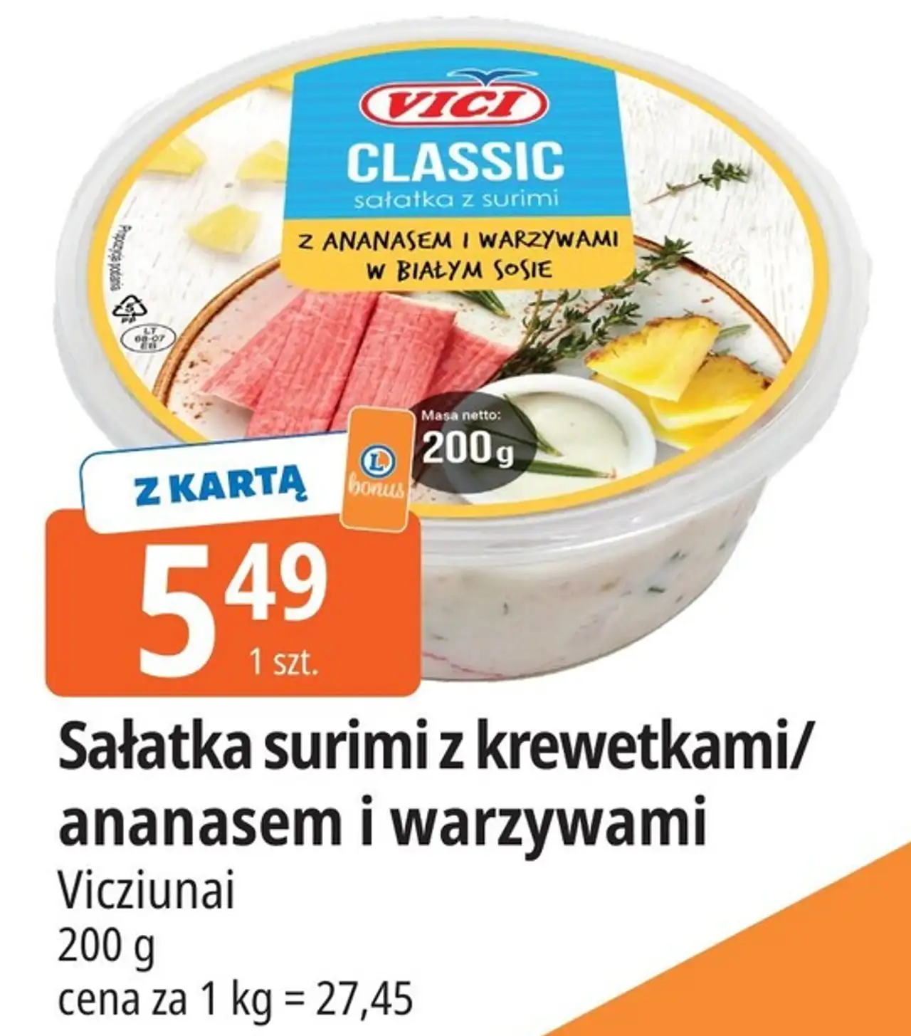 Sałatka surimi z ananasem i warzywami Vici
